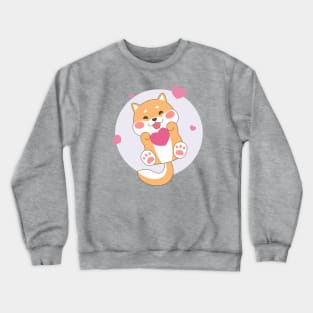 Cute Shiba Inu With Heart Crewneck Sweatshirt